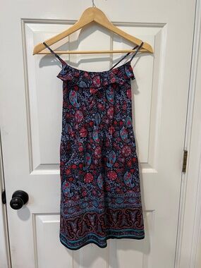 AE Floral Denim Mini Shift Dress Women's Blue M